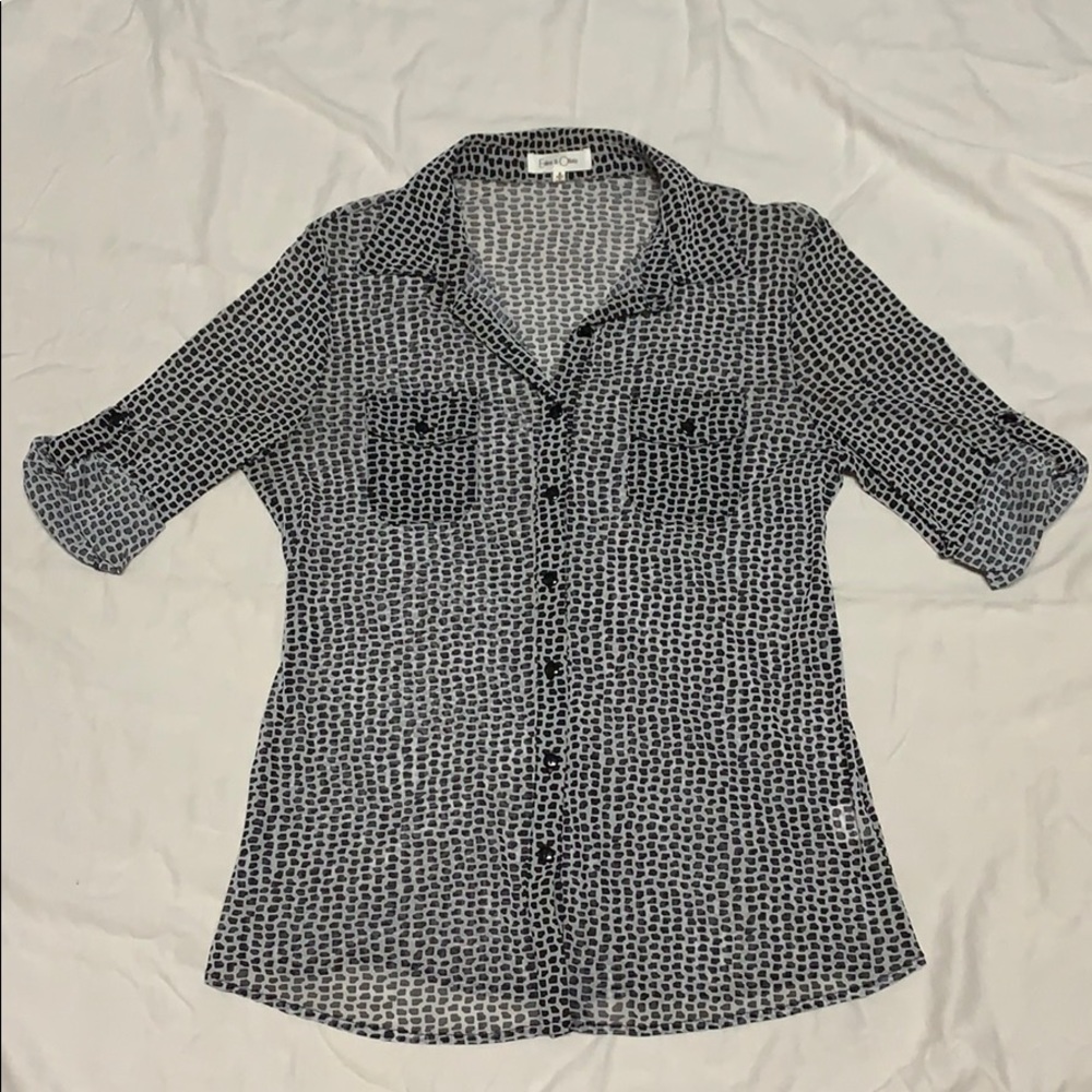 Button up animal print blouse